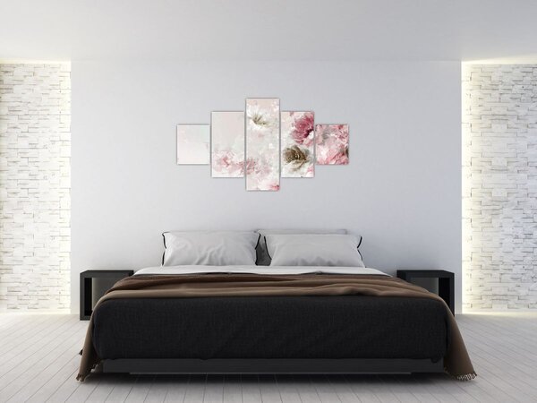 Obraz - Malowanie różowych kwiatów (125x70 cm)