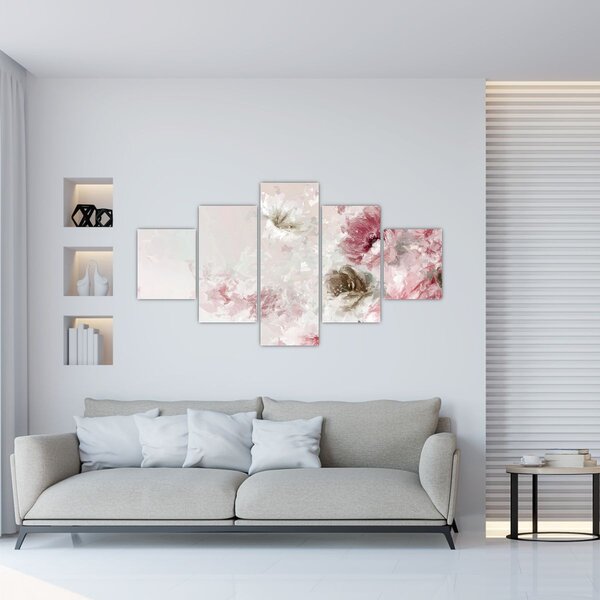 Obraz - Malowanie różowych kwiatów (125x70 cm)