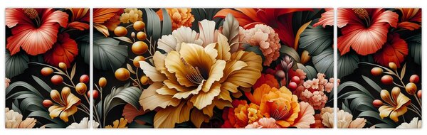 Obraz - Pomarańczowo-czerwone kwiaty (170x50 cm)