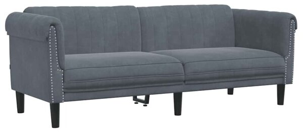Sofa 3-osobowa, ciemnoszara, tapicerowana aksamitem