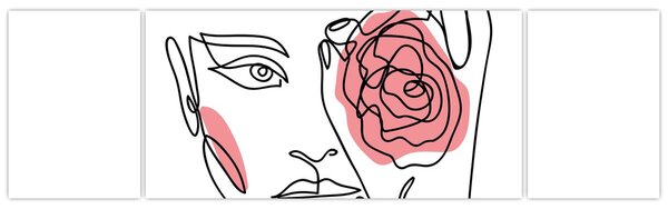Obraz - Line art twarz z różą (170x50 cm)