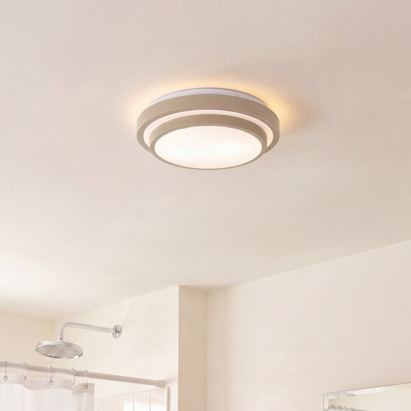 Nowoczesna lampa sufitowa taupe z białym 34cm 2-punktowa IP44 - Walden