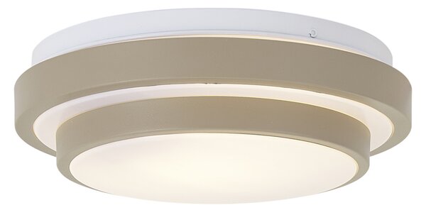 Nowoczesna lampa sufitowa taupe z białym elementem 25 cm IP44 - Walden