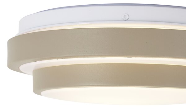 Nowoczesna lampa sufitowa taupe z białym elementem 25 cm IP44 - Walden