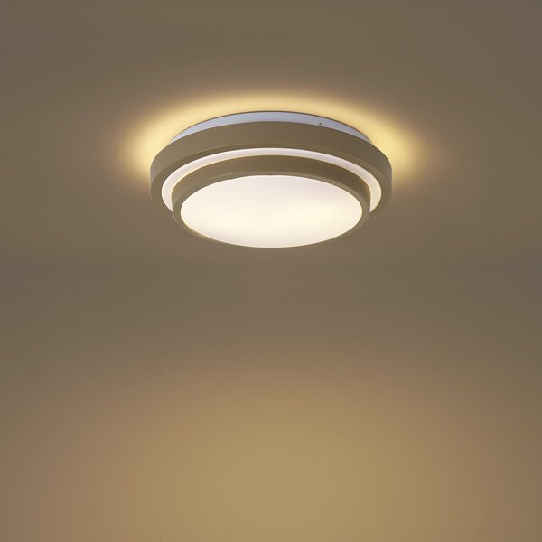 Nowoczesna lampa sufitowa taupe z białym 34cm 2-punktowa IP44 - Walden