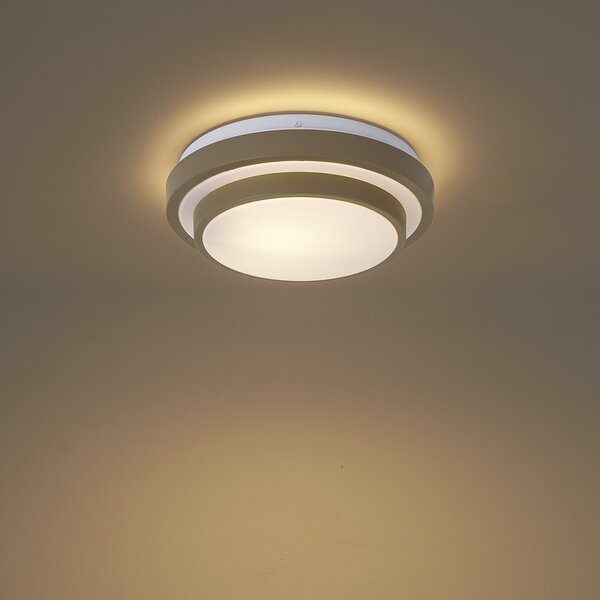Nowoczesna lampa sufitowa taupe z białym elementem 25 cm IP44 - Walden