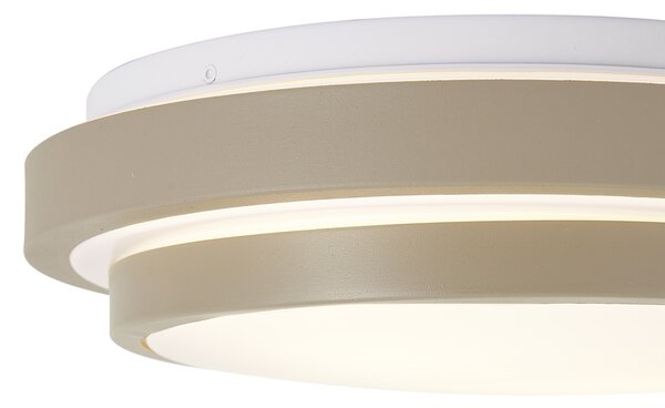Nowoczesna lampa sufitowa taupe z białym 34cm 2-punktowa IP44 - Walden