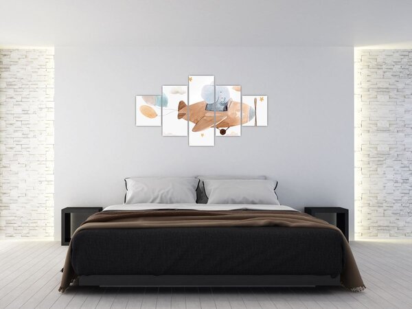 Obraz - Akwarela słoń w samolocie (125x70 cm)