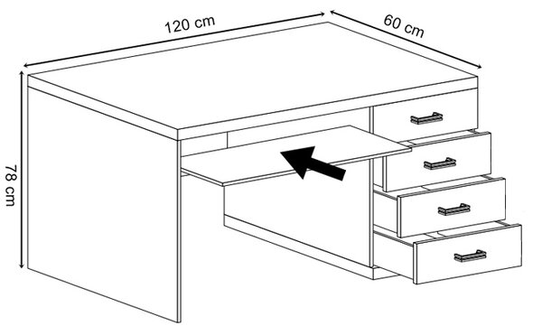 Biurko komputerowe 120x60 dąb ribbeck F9-D21