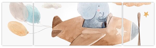 Obraz - Akwarela słoń w samolocie (170x50 cm)