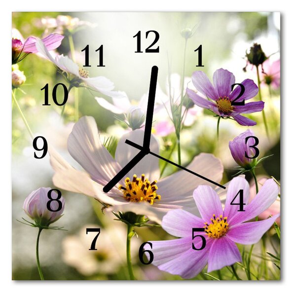 Zegar ścienny kwadrat Kosmos kwiaty
