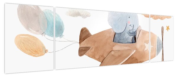 Obraz - Akwarela słoń w samolocie (170x50 cm)