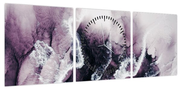 Obraz - Fioletowy marmur N⁰2 (z zegarem) (90x30 cm)
