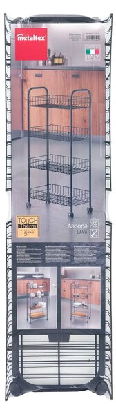 Czarny metalowy regał na kółkach 41x84 cm Ascona – Metaltex