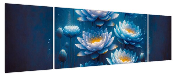 Obraz - Lilie wodne pod powierzchnią (170x50 cm)