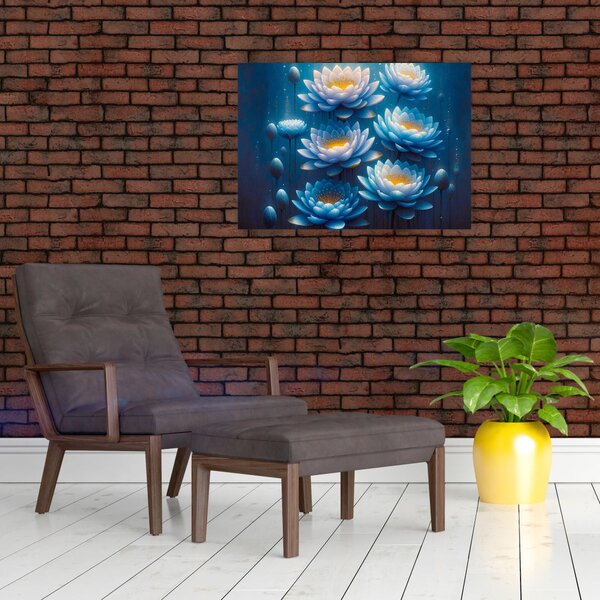 Obraz - Lilie wodne pod powierzchnią (70x50 cm)