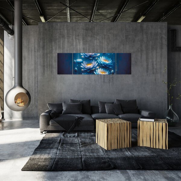 Obraz - Lilie wodne pod powierzchnią (170x50 cm)