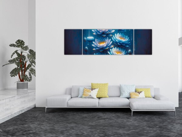 Obraz - Lilie wodne pod powierzchnią (170x50 cm)