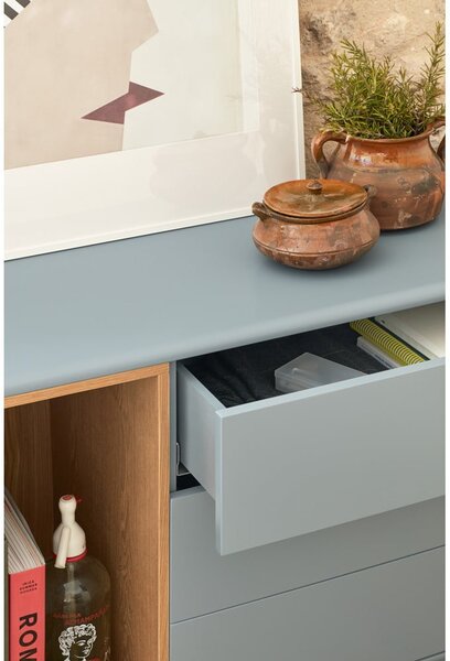 Niebieska/szara niska komoda 140x76 cm Corvo – Teulat