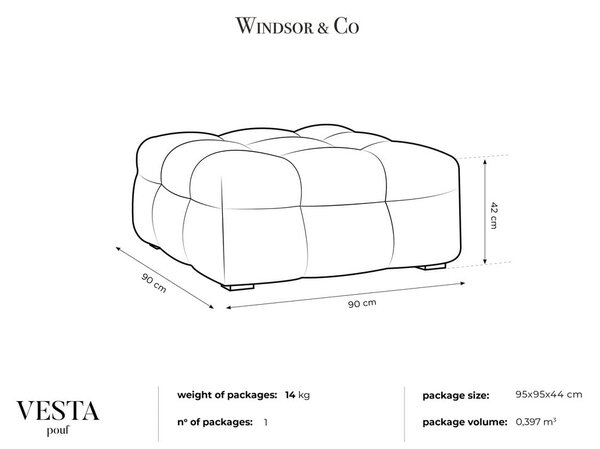 Żółty aksamitny puf Windsor & Co Sofas Vesta