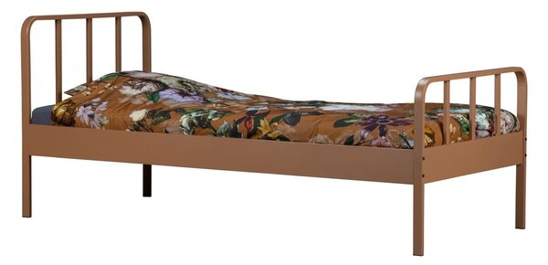 Pomarańczowe metalowe łóżko WOOOD Mees, 90x200 cm