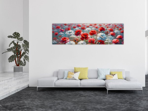 Obraz - Pole maków (170x50 cm)