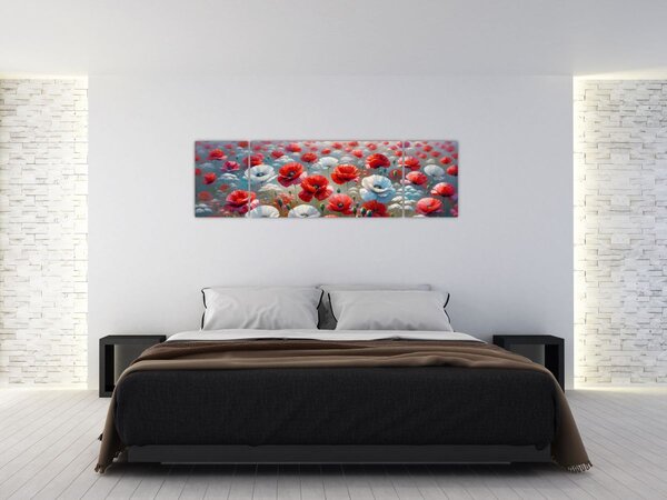 Obraz - Pole maków (170x50 cm)