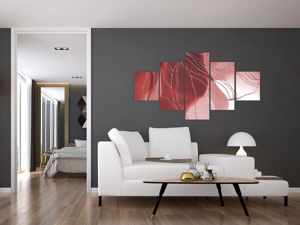Obraz - Czerwony abstrakcyjny kwiat N⁰1 (125x70 cm)