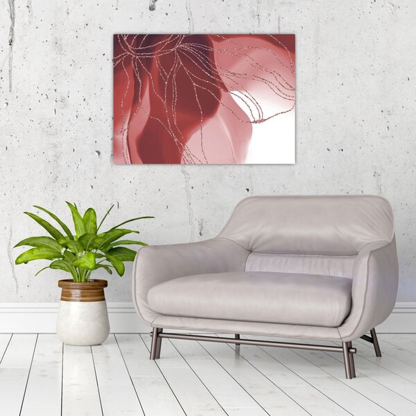Obraz - Czerwony abstrakcyjny kwiat N⁰1 (70x50 cm)
