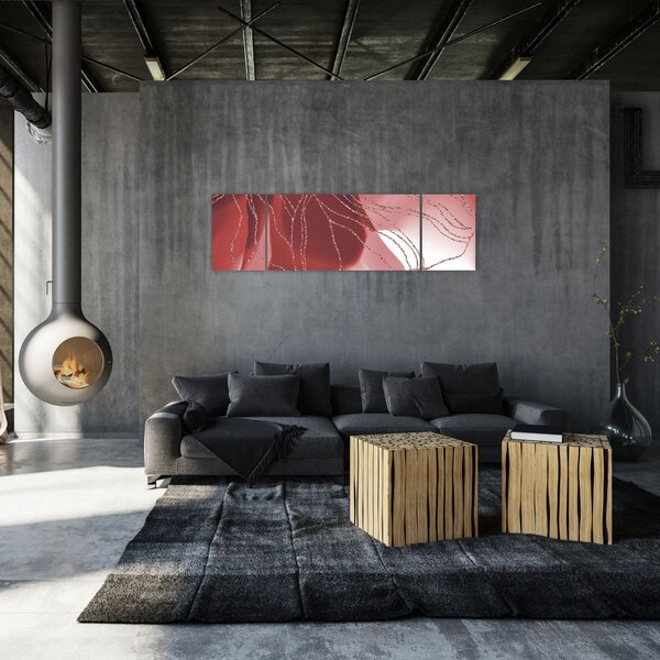 Obraz - Czerwony abstrakcyjny kwiat N⁰1 (170x50 cm)