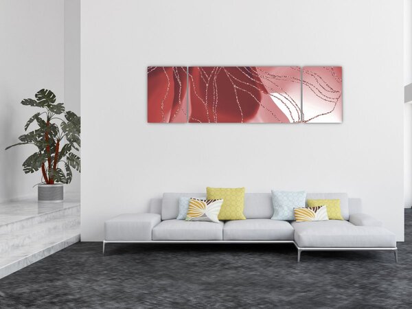 Obraz - Czerwony abstrakcyjny kwiat N⁰1 (170x50 cm)