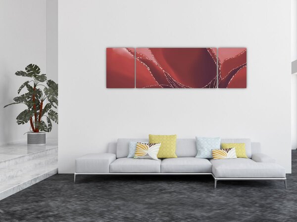 Obraz - Czerwony abstrakcyjny kwiat N⁰2 (170x50 cm)