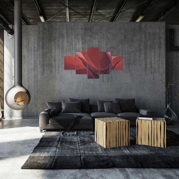 Obraz - Czerwony abstrakcyjny kwiat N⁰2 (125x70 cm)