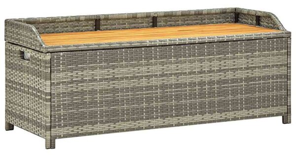 Ławka ogrodowa ze schowkiem, 120 cm, polirattan, szara