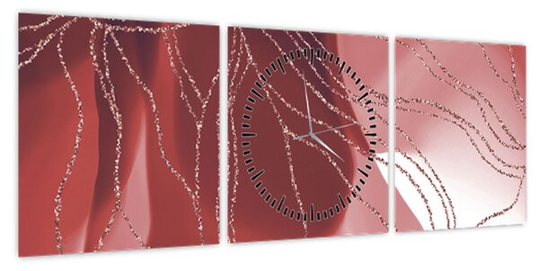 Obraz - Czerwony abstrakcyjny kwiat N⁰1 (z zegarem) (90x30 cm)