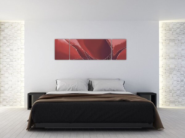 Obraz - Czerwony abstrakcyjny kwiat N⁰2 (170x50 cm)