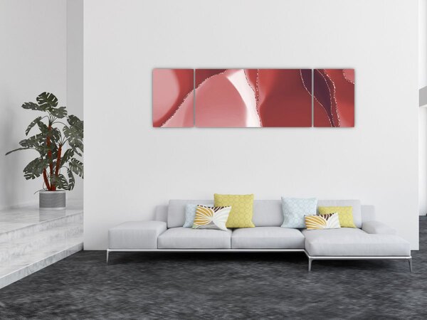 Obraz - Czerwony abstrakcyjny kwiat N⁰3 (170x50 cm)