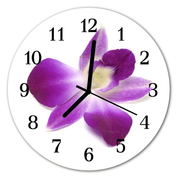 Zegar ścienny okrągły Kwiat storczyk