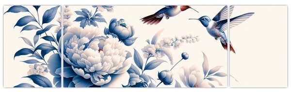 Obraz - Kolibry nad kwiatem (170x50 cm)