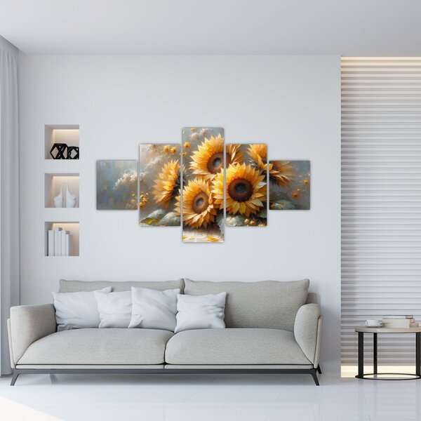 Obraz - Malowanie słoneczników (125x70 cm)