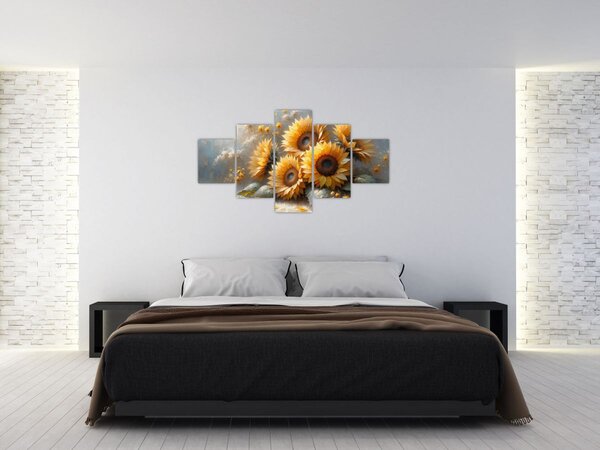 Obraz - Malowanie słoneczników (125x70 cm)