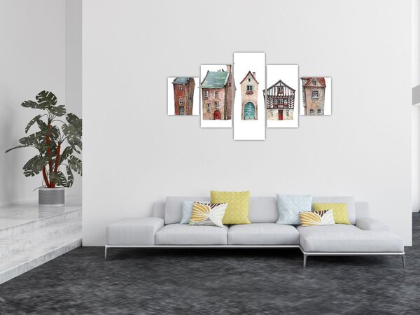 Obraz - Domy akwarelowe (125x70 cm)