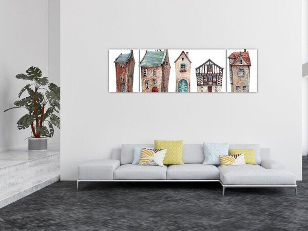 Obraz - Domy akwarelowe (170x50 cm)