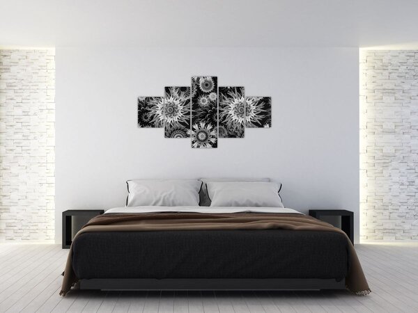 Obraz - Czarne i białe osty (125x70 cm)