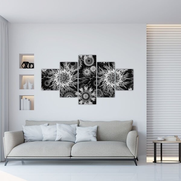 Obraz - Czarne i białe osty (125x70 cm)