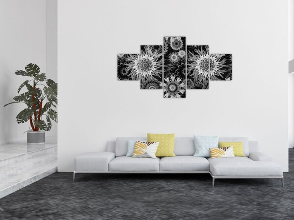 Obraz - Czarne i białe osty (125x70 cm)