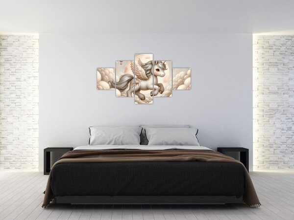Obraz - Jednorożec w chmurach (125x70 cm)