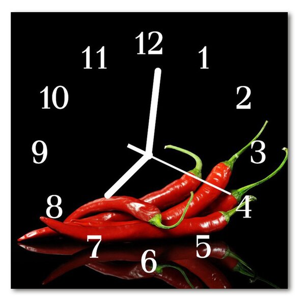 Zegar szklany kwadratowy Papryczka chilli