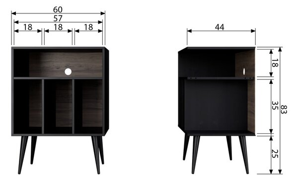 Czarno-naturalna szafka na gramofon z litego drewna sosnowego 60x83 cm James – WOOOD