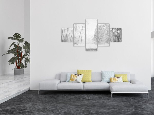 Obraz - Drewniane molo zimą (125x70 cm)